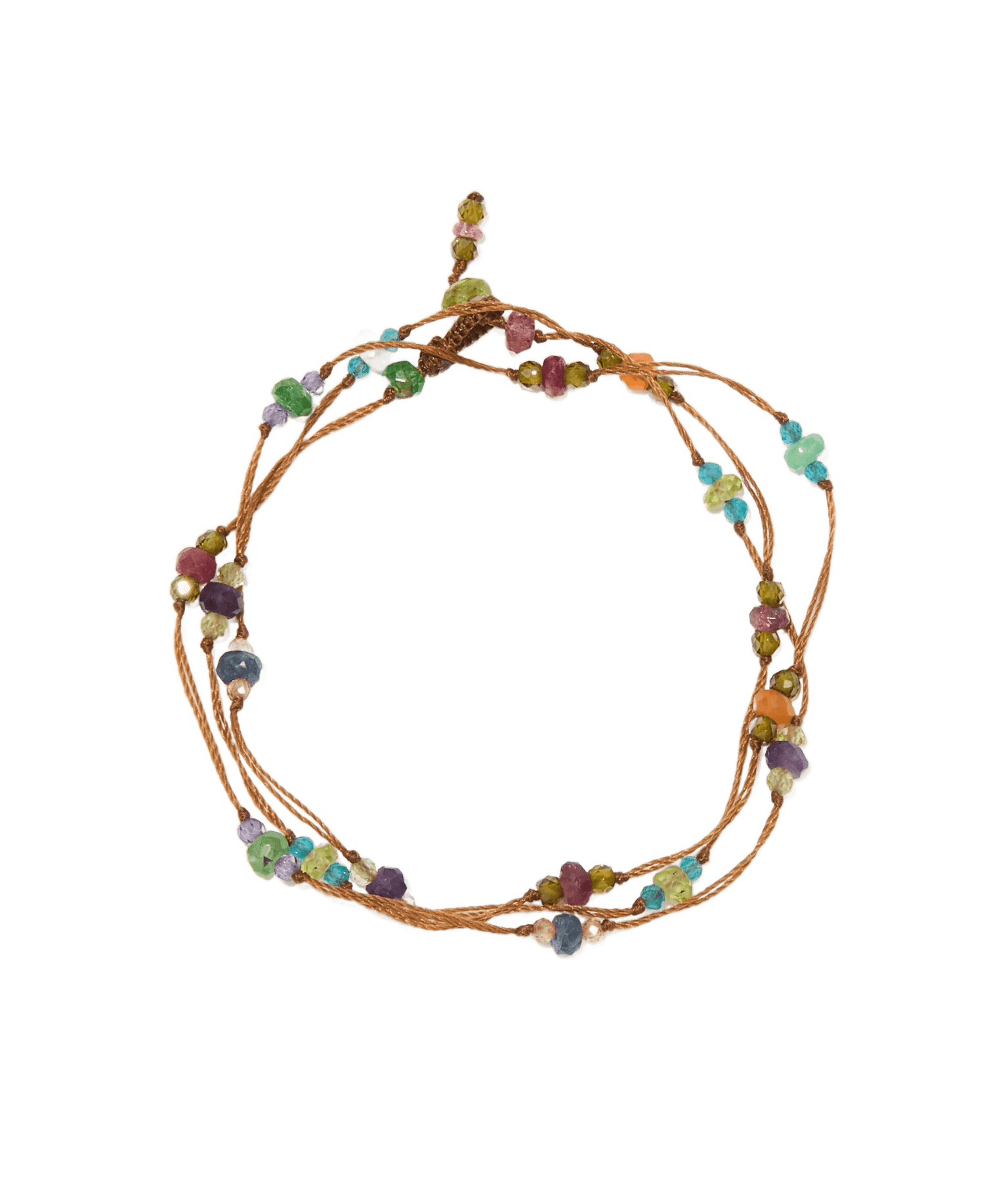 Collier & Bracelet Modulable Loopy Sharing en Cornaline, fil tabac, 52 cm
