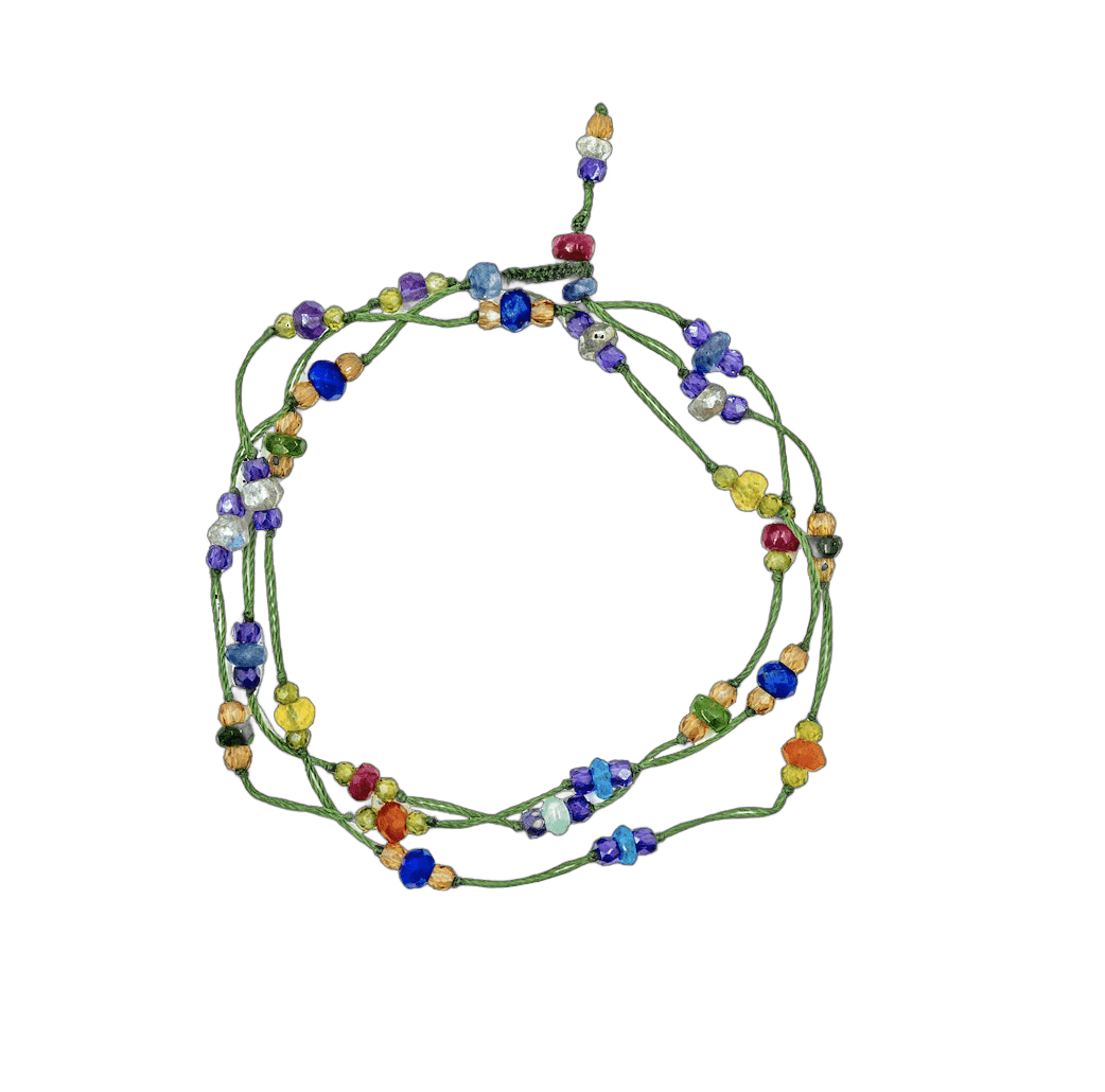 Collier & Bracelet Modulable Loopy Sharing en Cornaline, fil vert, 52 cm