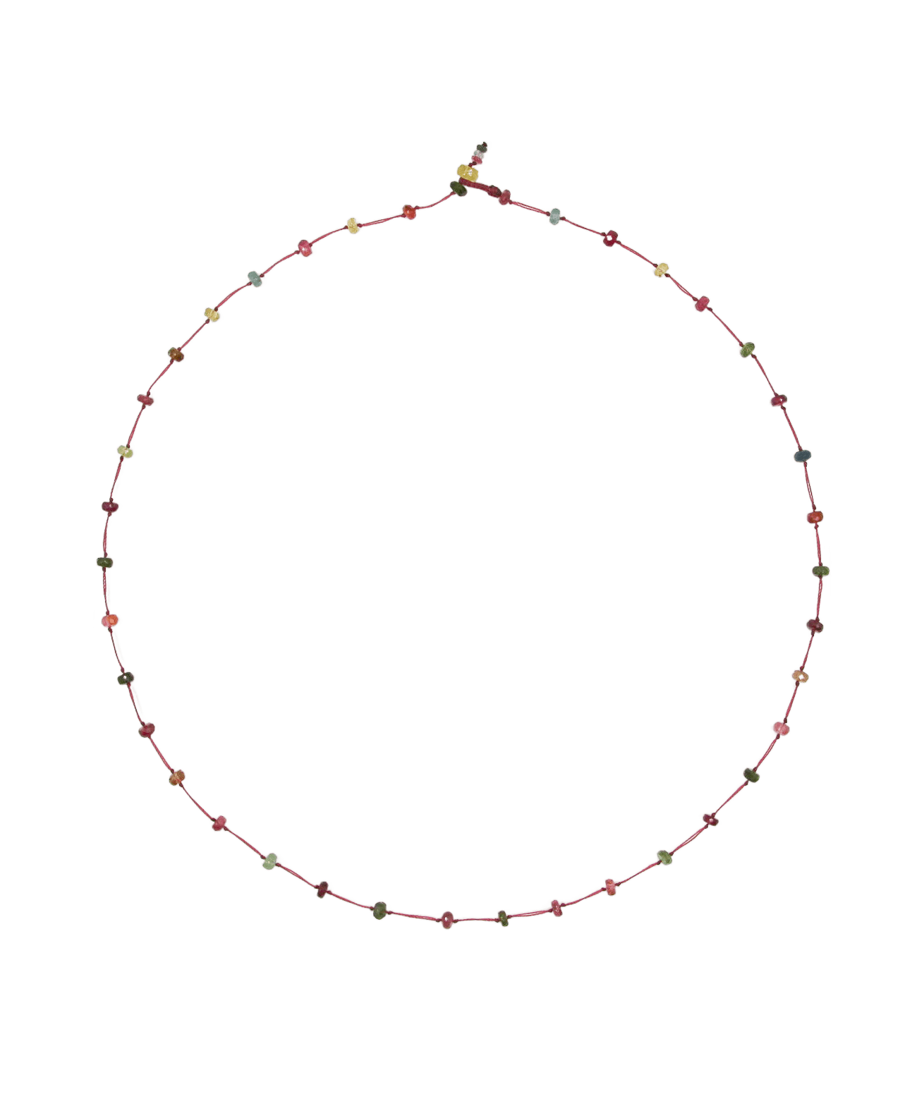 Collier & Bracelet Modulable Loopy Sharing en Tourmaline Rose, fil prune, 52 cm