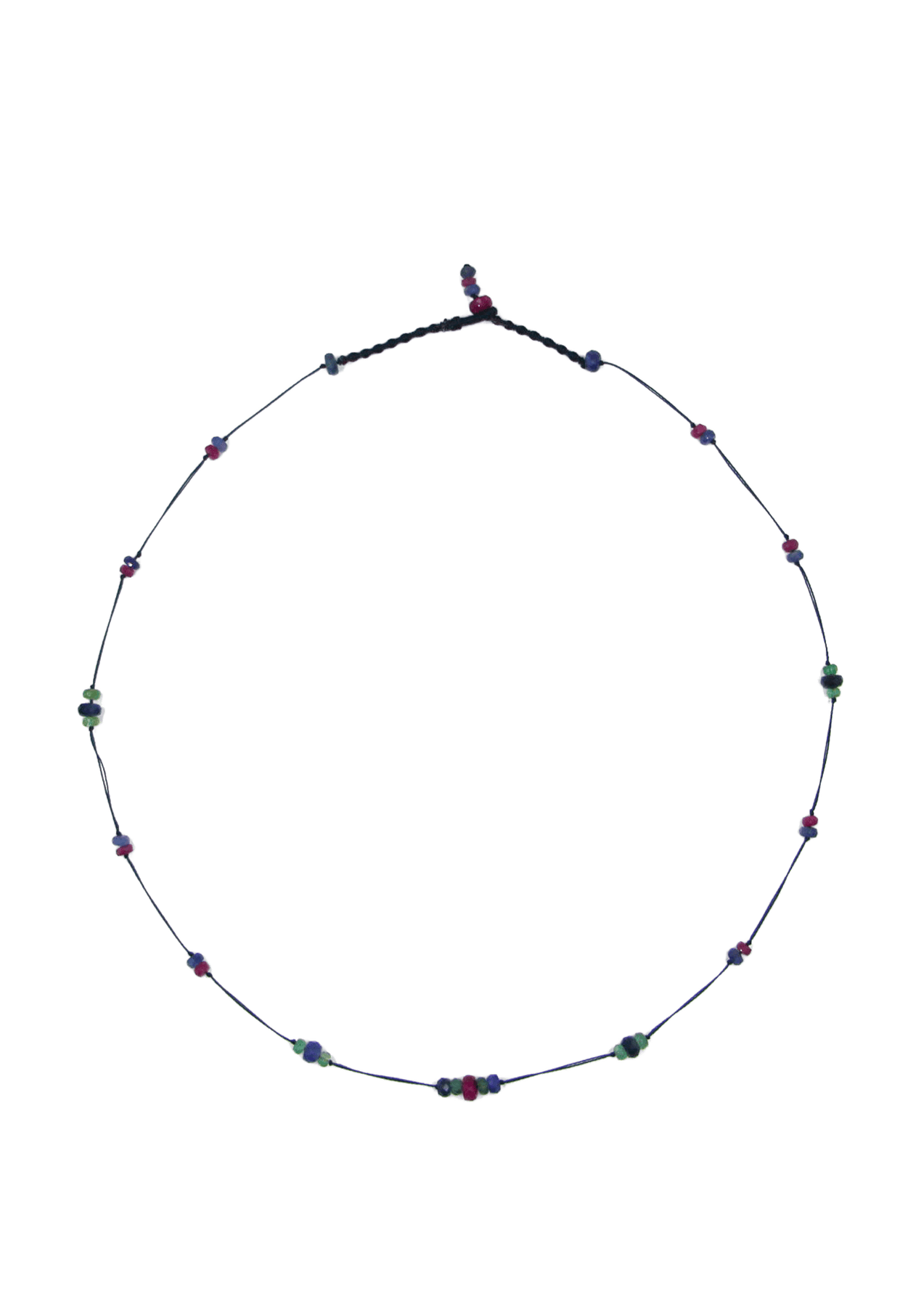 Collier Chocker Woopy Sharing en Saphir, fil bleu, 44 cm