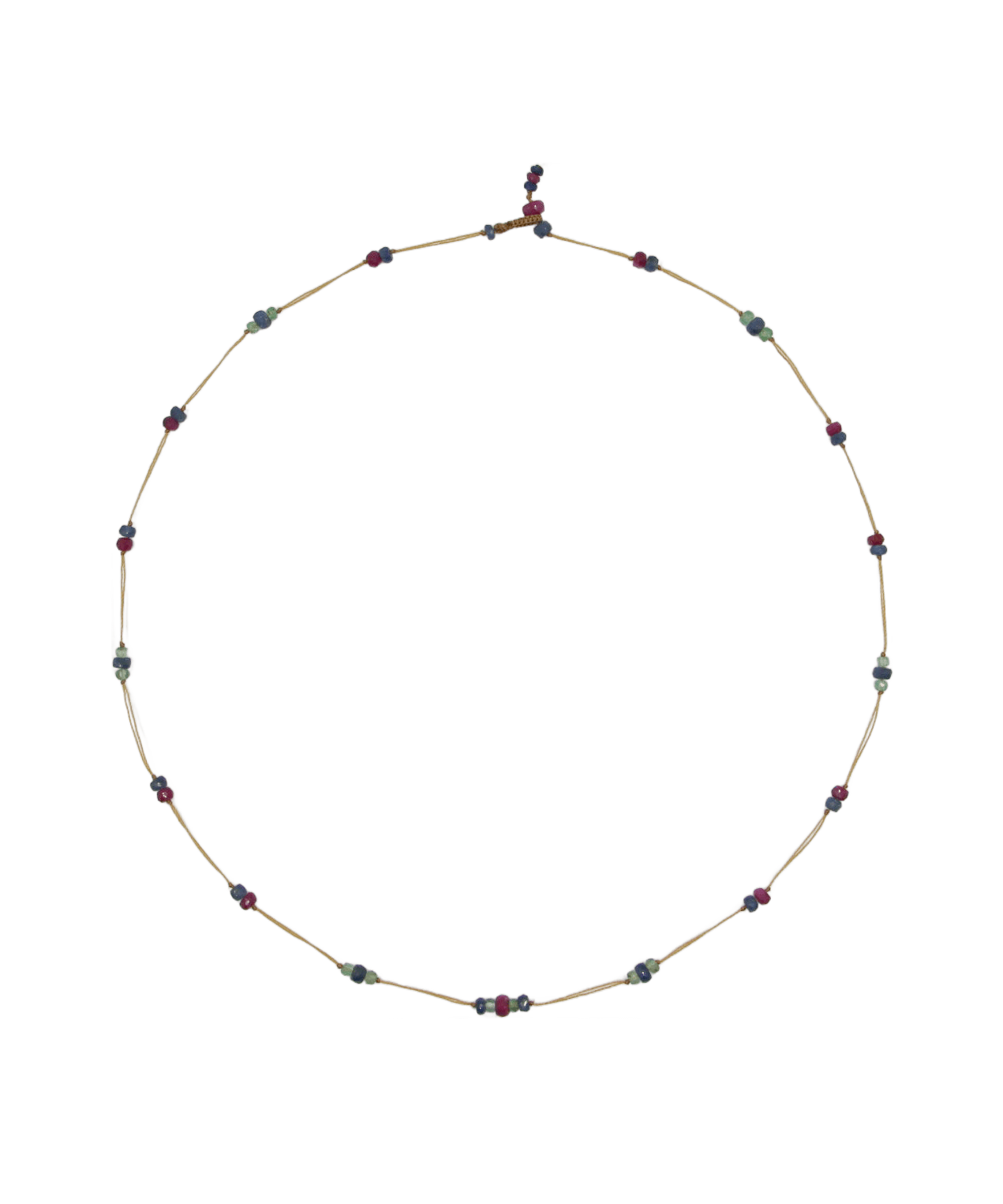 Collier Chocker Woopy Sharing en Rubis, fil beige, 44 cm
