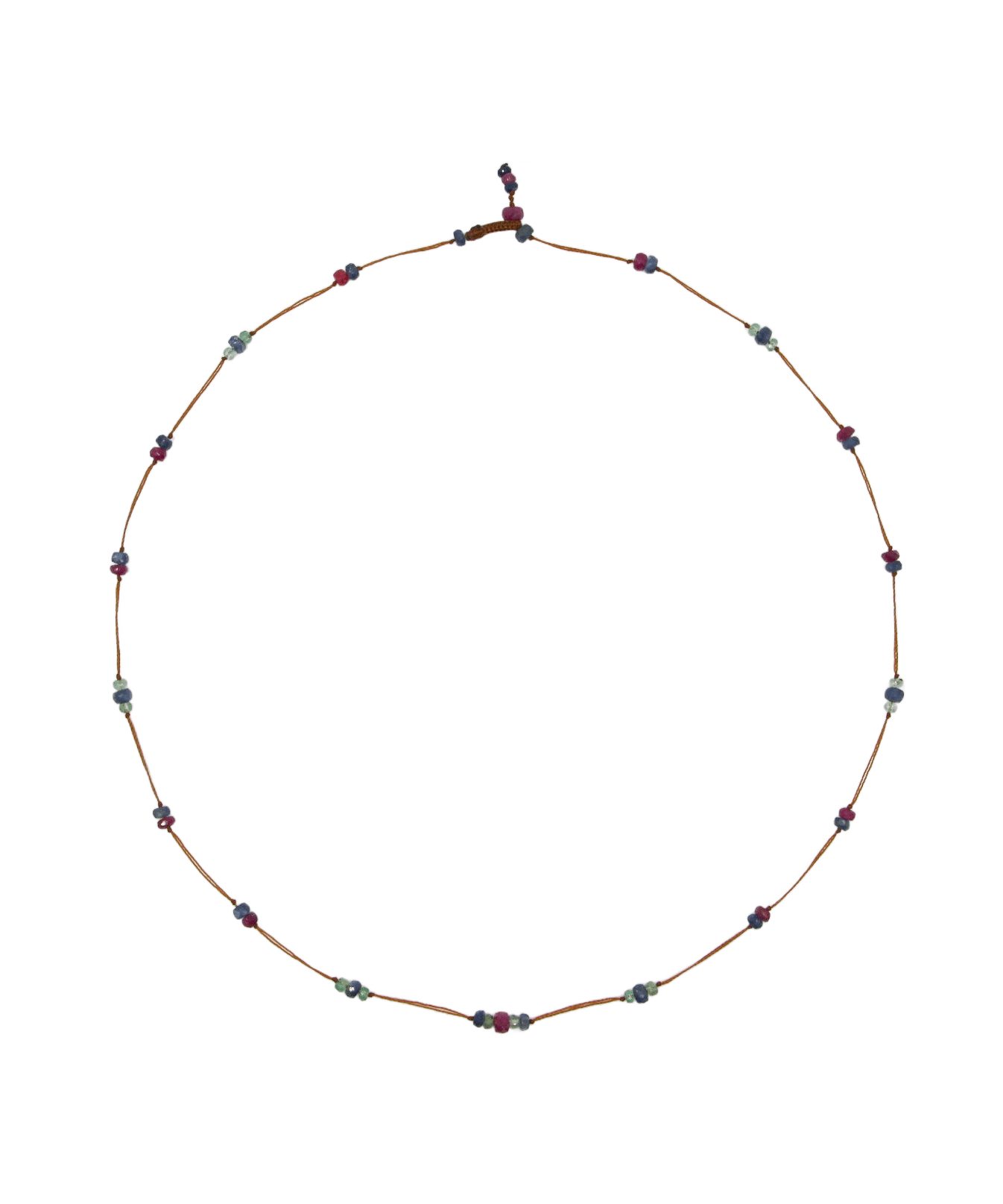 Collier Chocker Woopy Sharing en Rubis, fil tabac, 44 cm
