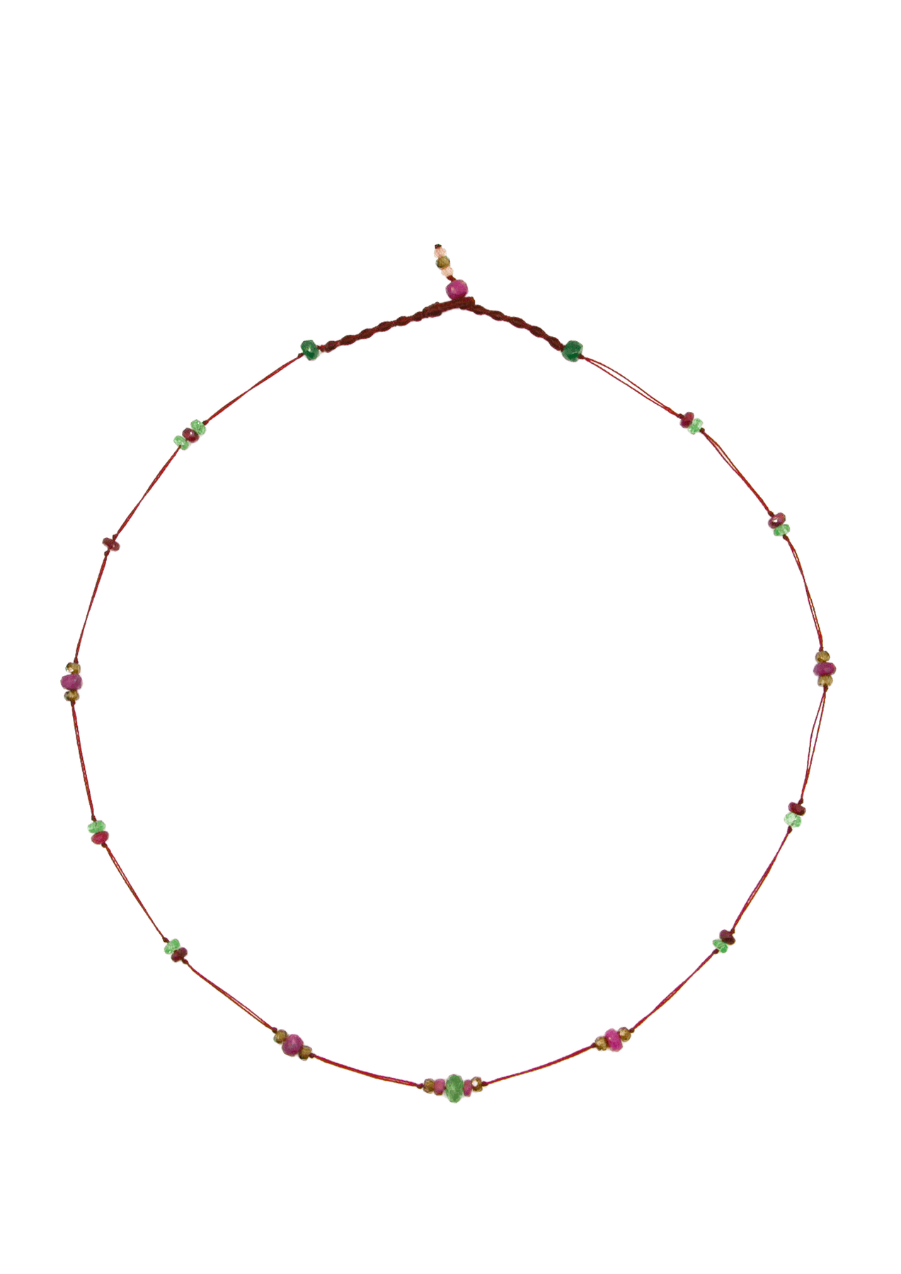 Collier Chocker Woopy Sharing en Tsavorite, fil prune, 44 cm