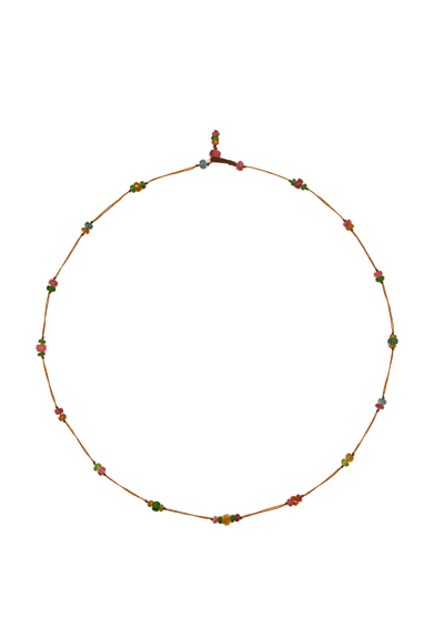 Chocker Necklace Woopy Tourmalines & Citrine - Tobacco Thread