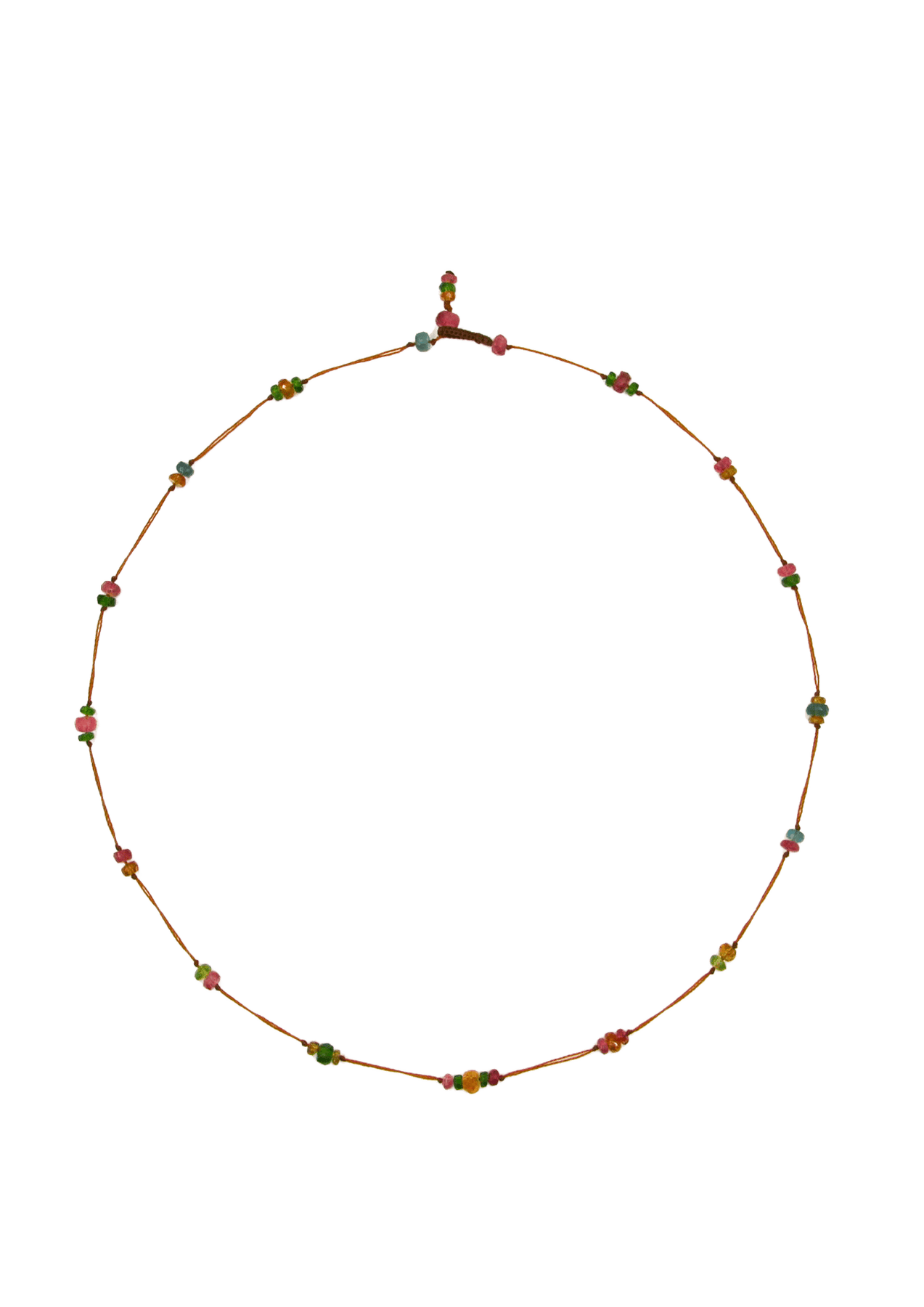 Collier Chocker Woopy Sharing en Citrine, fil tabac, 44 cm
