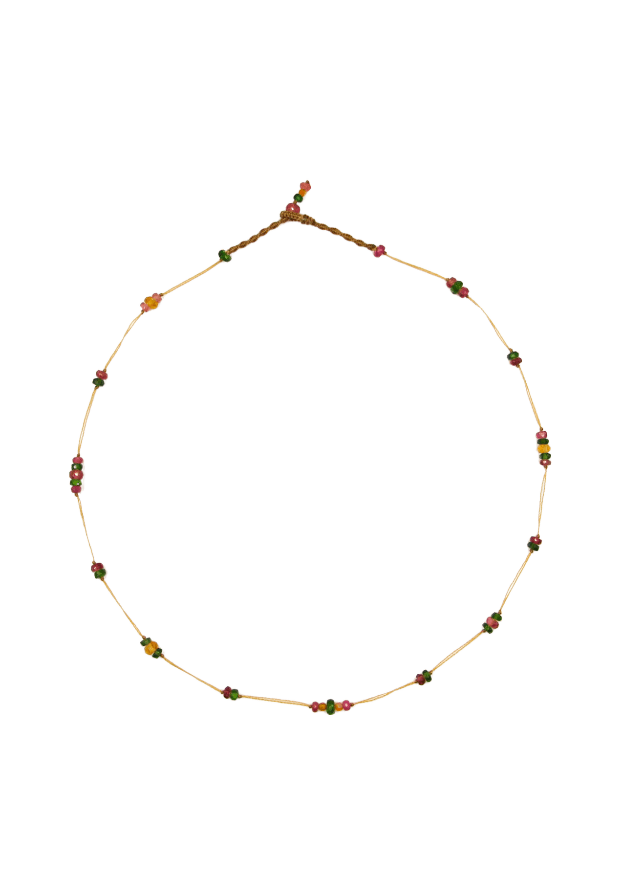 Collier Chocker Woopy Sharing en Tsavorite, fil beige, 44 cm