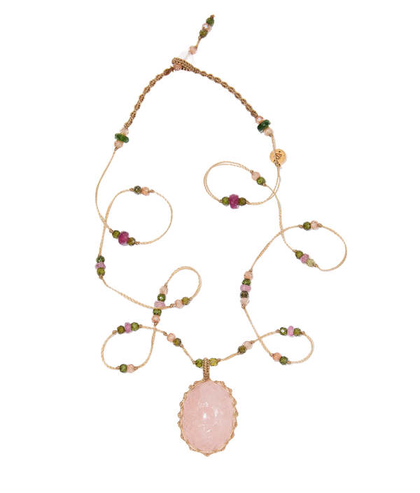 Collana Corta Tibetana - Turchese - Mix Cornalina - Filo Tabacco