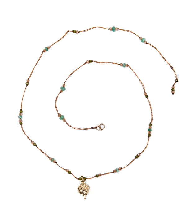 Collier Goldie - Mix Émeraude - Fil Tabac