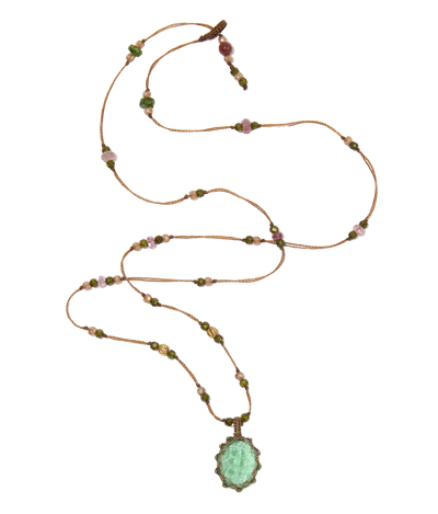 Collier So Precious | Capsule Mini Ancient roman glass - Fil Tabac & Tourmaline