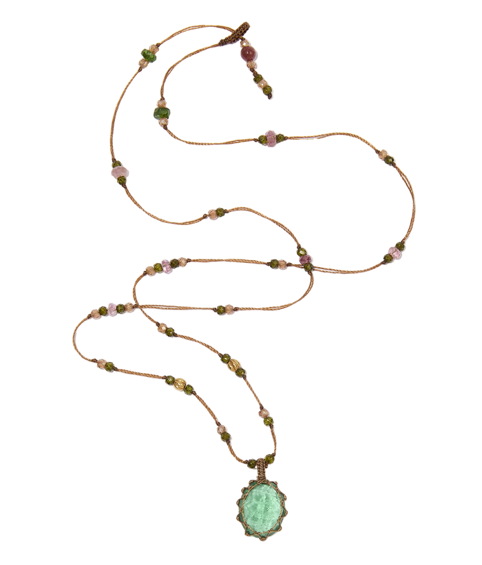 Collier So Precious | Capsule Mini Ancient roman glass - Fil Tabac & Tourmaline