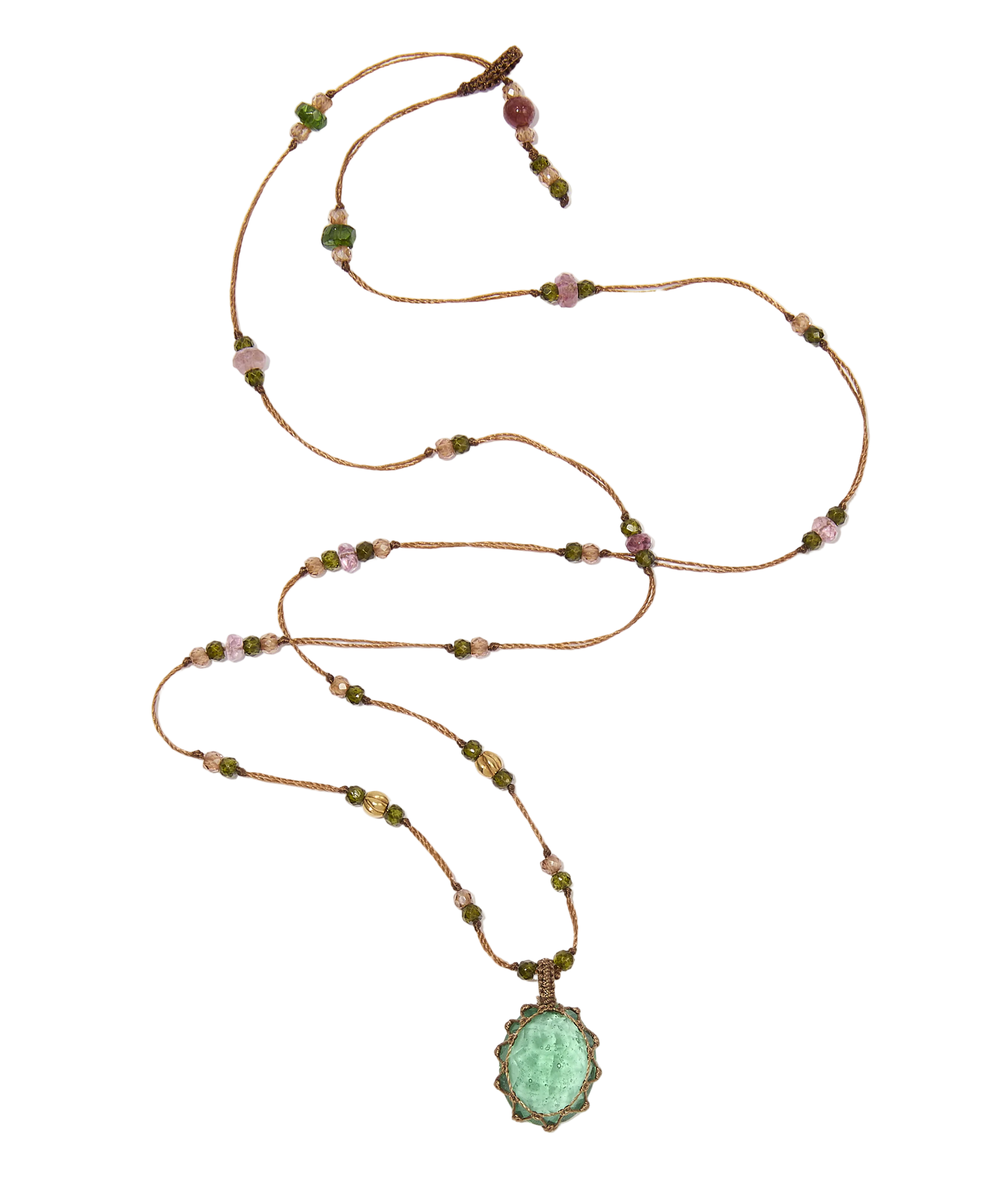 Collier So Precious | Capsule Mini Ancient roman glass - Fil Tabac & Tourmaline