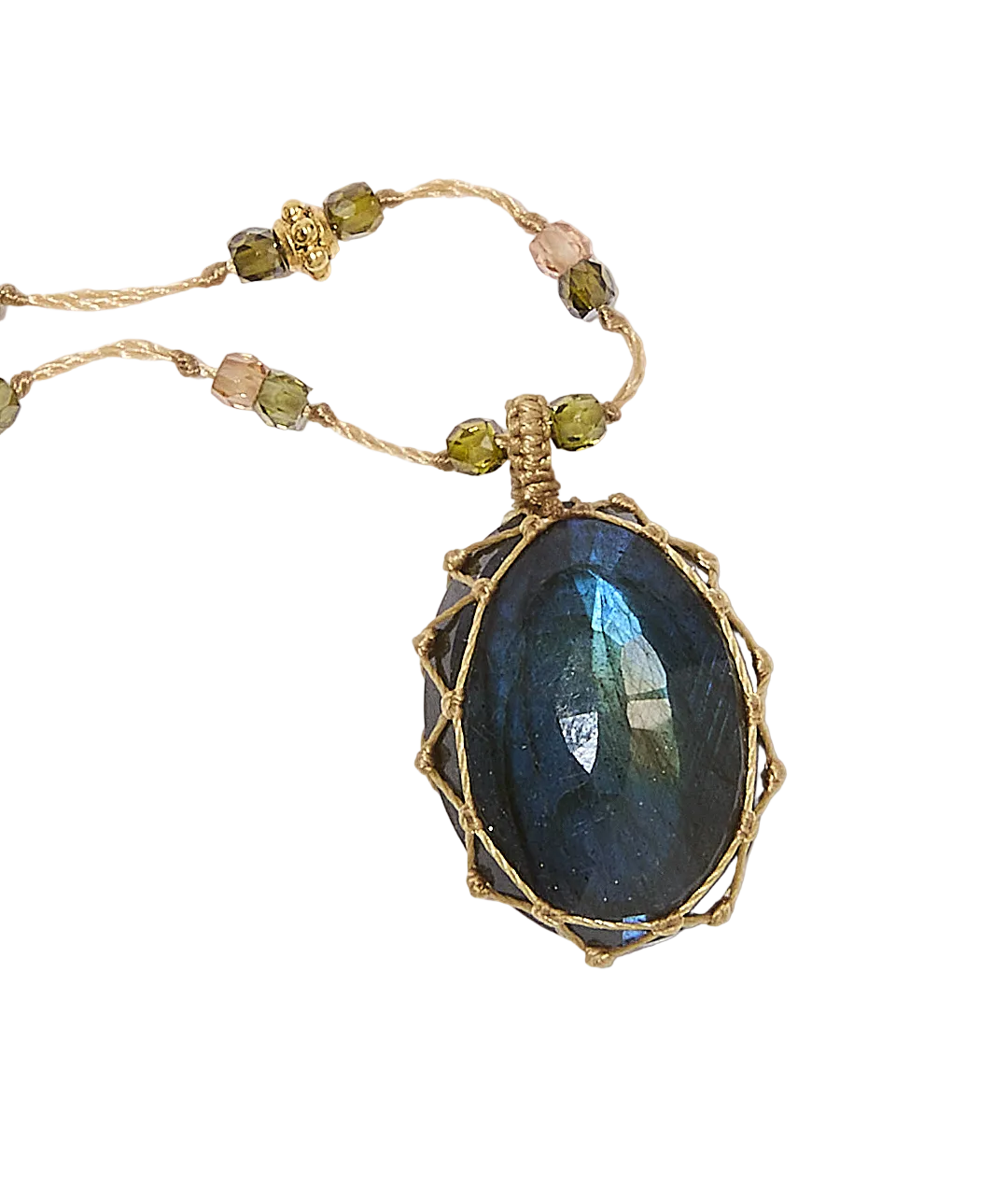 Collier So Precious | Labradorite - Fil Beige & Tourmaline