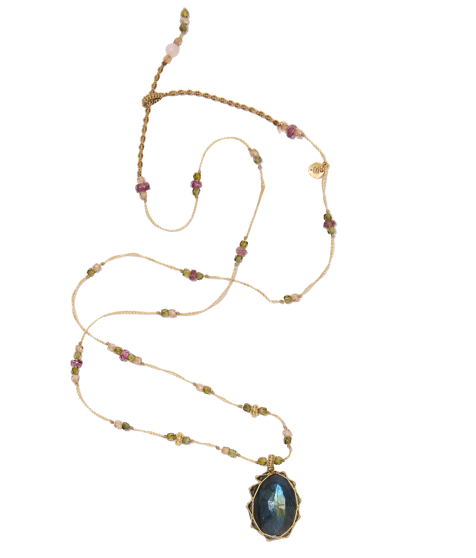 Collier So Precious | Labradorite - Fil Beige & Tourmaline