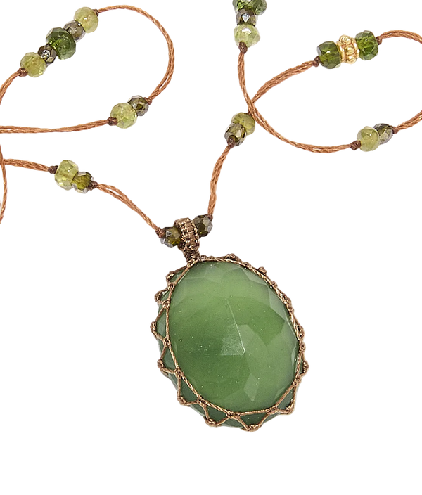 Collier So Precious | Serpentine - Fil Tabac & Tsavorit Péridot