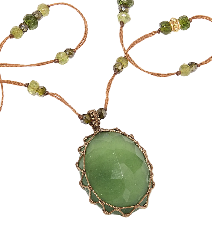 Collier So Precious | Serpentine - Fil Tabac & Tsavorit Péridot