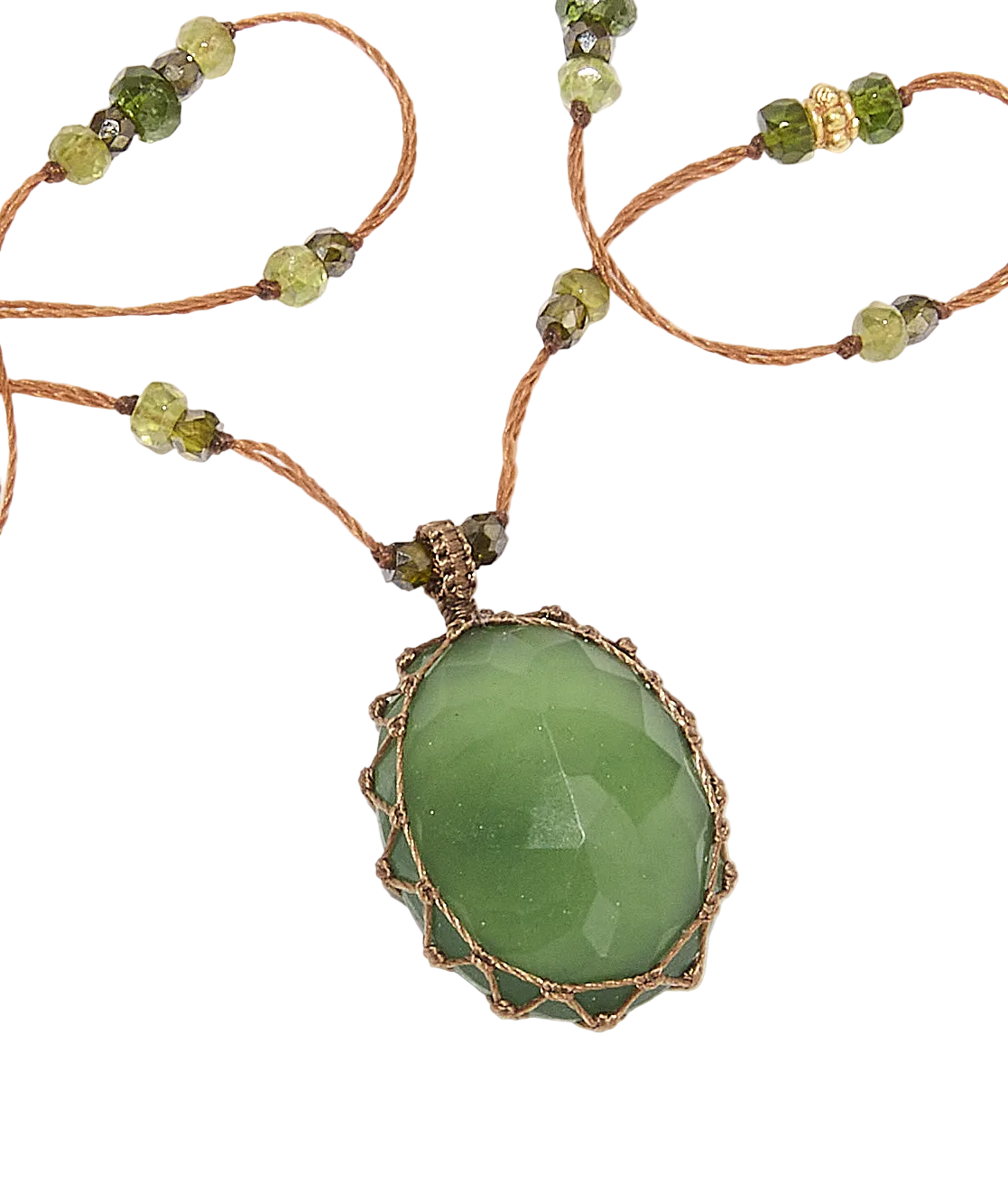 Collier So Precious | Serpentine - Fil Tabac & Tsavorit Péridot