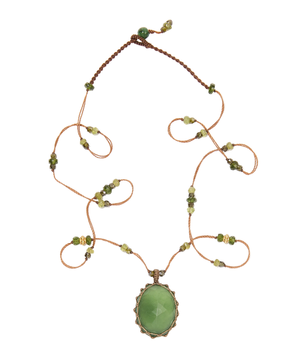 Collier So Precious | Serpentine - Fil Tabac & Tsavorit Péridot