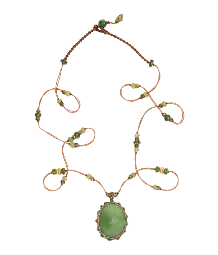 Collier So Precious | Serpentine - Fil Tabac & Tsavorit Péridot