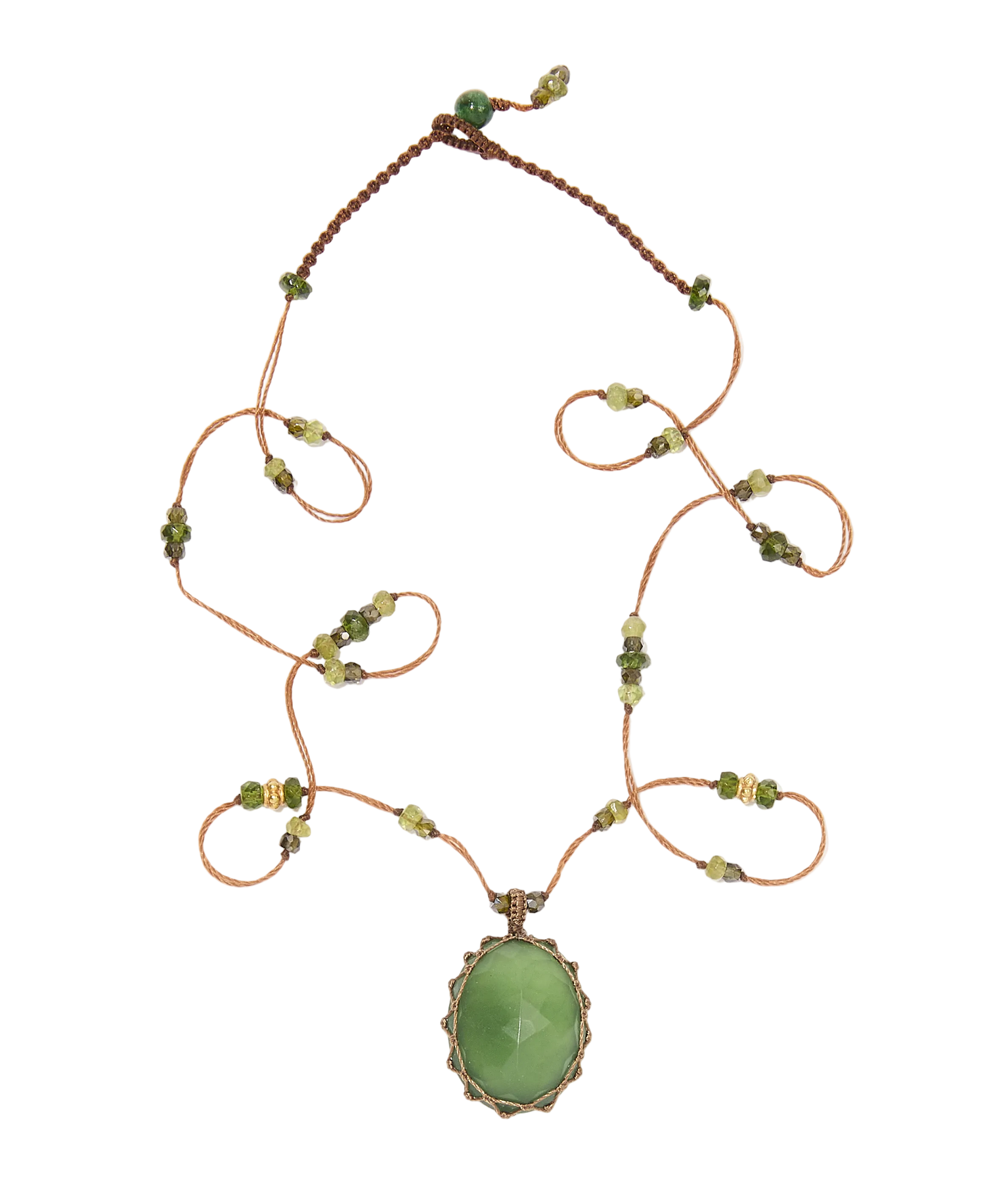 Collier So Precious | Serpentine - Fil Tabac & Tsavorit Péridot