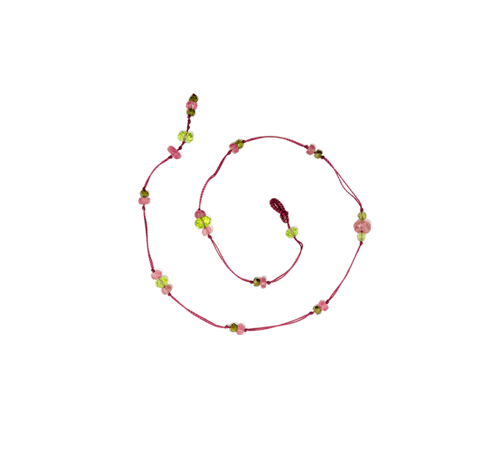 Ankle Bracelet Anky Duo Peridot & Pink Tourmaline - Plum Wire