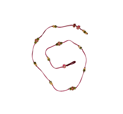 Bracelet de Cheville Anky Duo Tourmaline Rose & Zirconiums - Fil Prune
