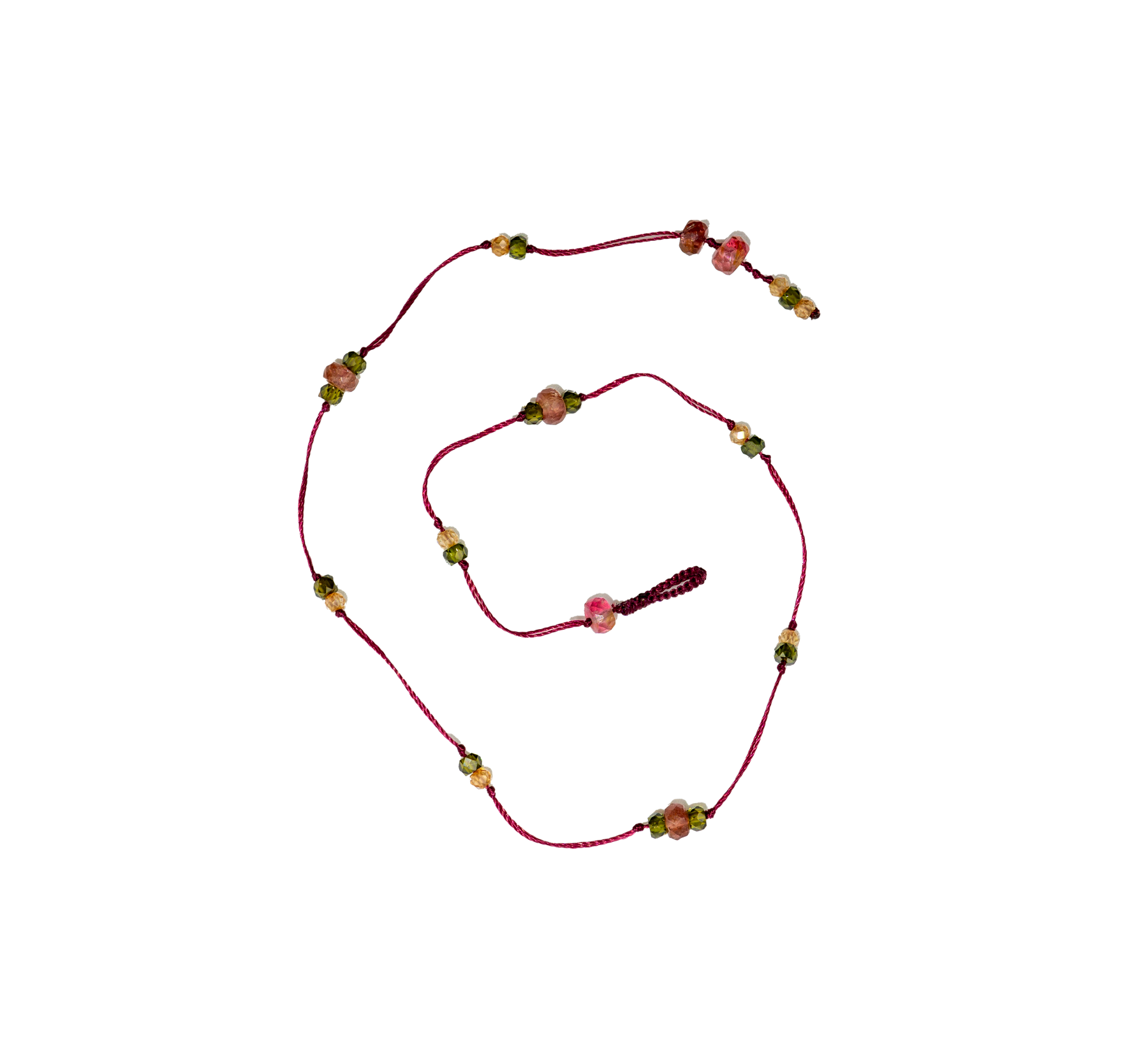 Bracelet de Cheville Anky Duo Tourmaline Rose & Zirconiums - Fil Prune