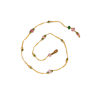 Bracelet de Cheville Anky Duo Tourmaline Rose & Zirconiums - Fil Tabac