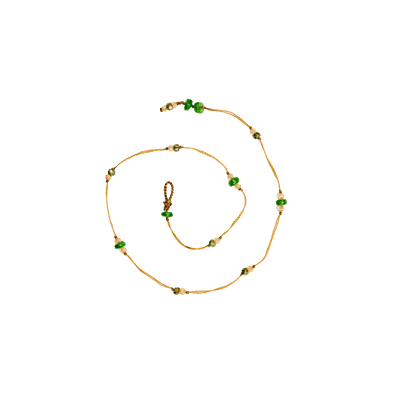 Bracelet de Cheville Anky Tsavorite & Zirconiums Champagne - Fil Tabac