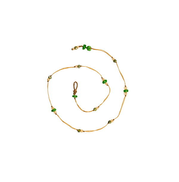 Ankle Bracelet Anky Tsavorite & Zirconiums Champagne - Tobacco Thread