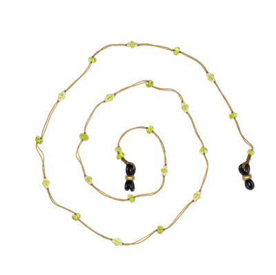 Brillenketten Lucy - Peridot & Zirkonien Champagner - Beiger Faden