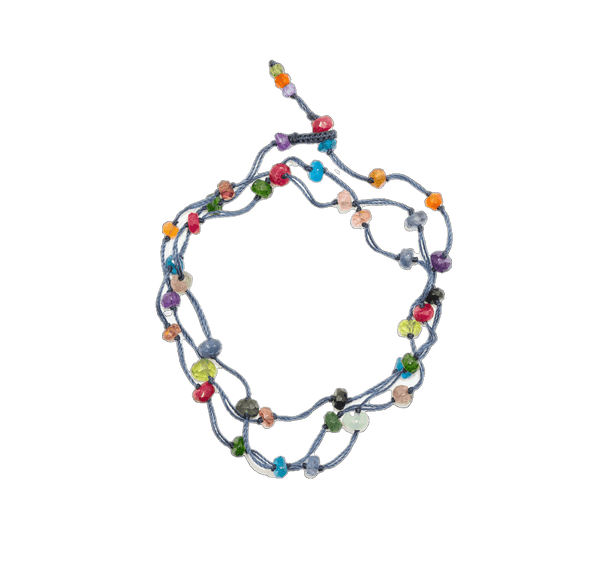 Collier & Bracelet Loopy Fairy - Rubis - Fil Bleu
