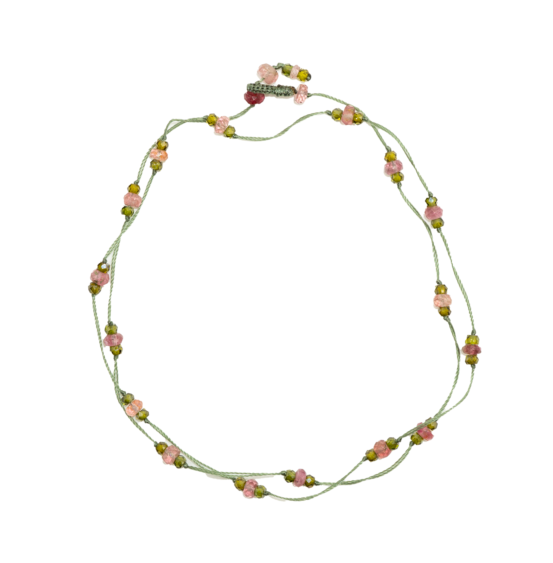 Loopy Duo - Pink Tourmalines &amp; Henna - Green Thread