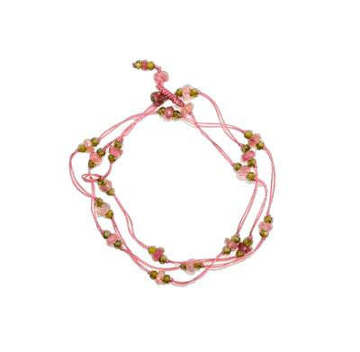 Collier & Bracelet Loopy Duo - Pink Tourmalines & Honey - Indian Pink Gold