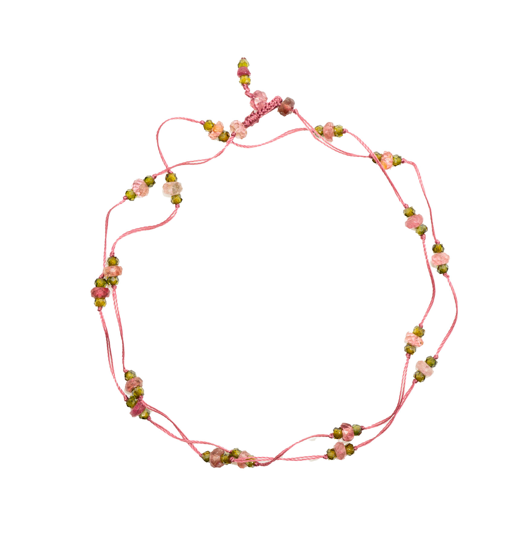 Loopy Duo - Pink Tourmalines &amp; Henna - Indian Pink Thread