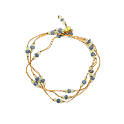 Collier & Bracelet Loopy Duo - Peridot & Blue Sapphire - Tobacco Thread