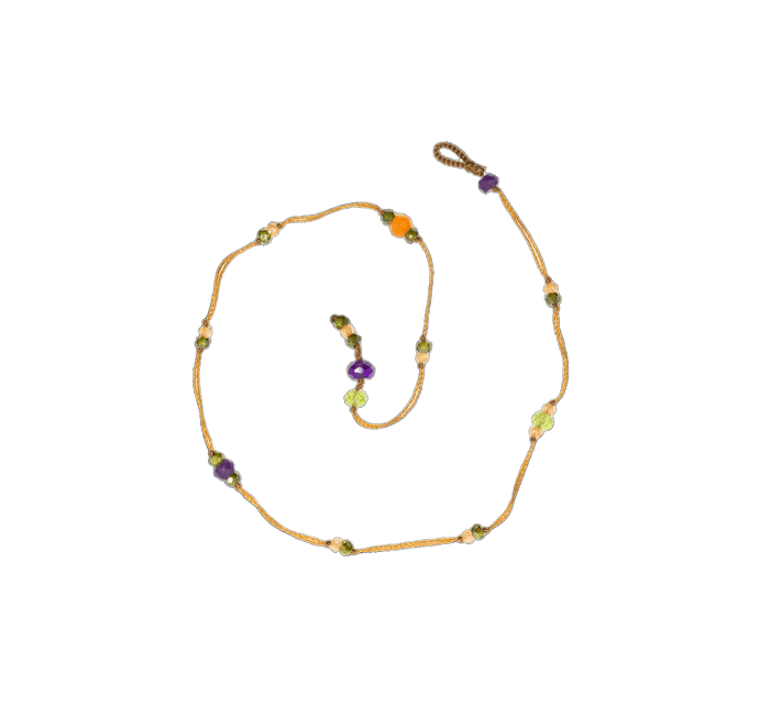 Ankle Bracelet Anky Sparkly Amethyst - Tobacco Thread