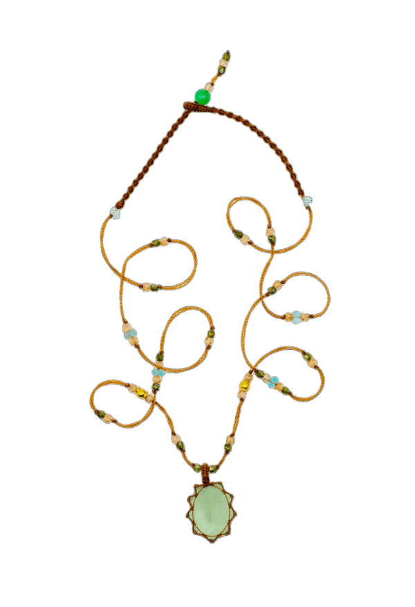 So Precious Collier Court Tibétain - Aigue Marine - Mix Aigue Marine - Fil Tabac