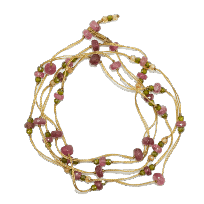 Laly Duo - Tormalina Rosa e Henné - Filo Beige
