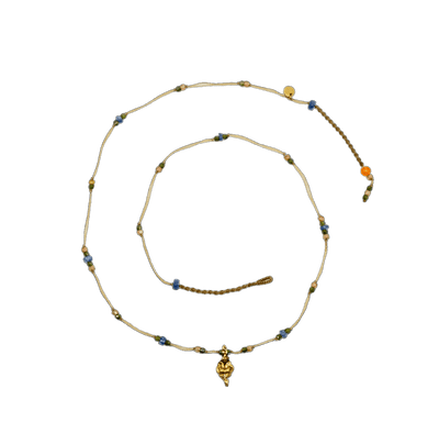 Collier Goldie - Sapphire - Mixed Sapphire - Beige Thread
