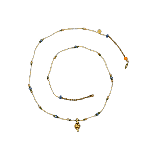 Collier Goldie - Saphir - Mix Saphir - Fil Beige