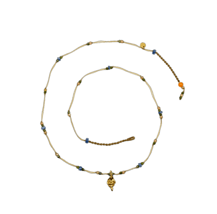Collier Goldie - Saphir - Mix Saphir - Fil Beige