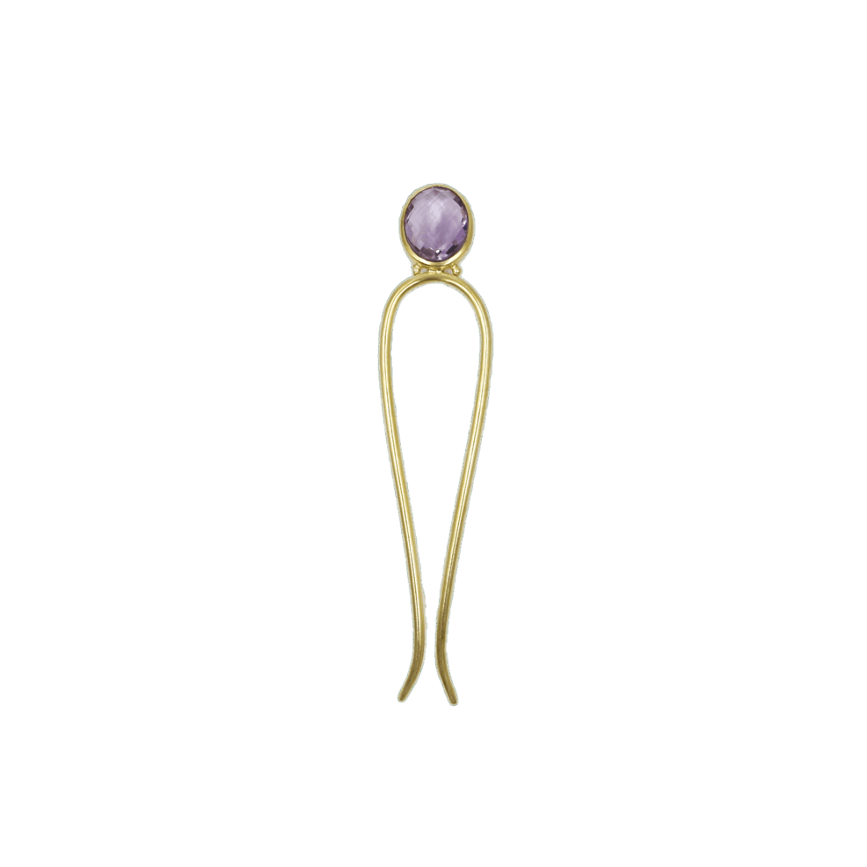 Épingle à Cheveux Sharing en Améthyste Violette, fil beige, 10 cm