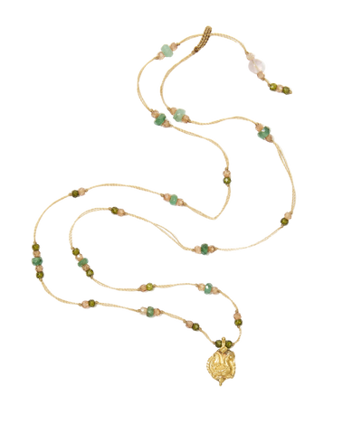 Collier Goldie - Edelstein-Mix - Tabakfarbenes Band