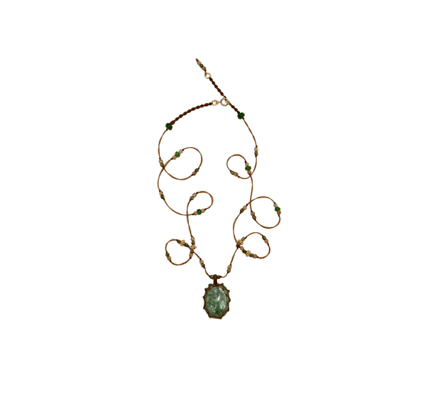 So Precious Collier Court Tibétain - Kyanite Mint - Mix Tsavorite - Fil Tabac