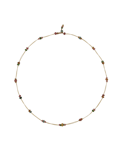 Choker Necklace Woopy Tourmalines & Citrine - Beige Thread