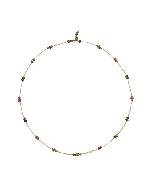 Collier Chocker Woopy Tourmalines & Citrine - Fil Beige