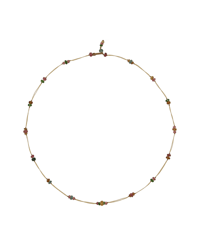 Collier Chocker Woopy Turmaline & Zitronenquarz - Fil Beige