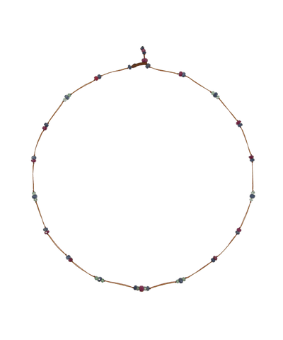 Collier Chocker Woopy Précieux Rubis, Émeraude & Saphir - Fil Tabac