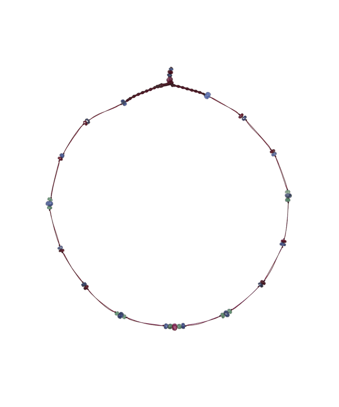 Woopy Precious Choker - Rubin, Smaragd & Saphir - Pflaumenfarben