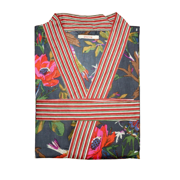 Kimono Gris Anthracite & Rouge - Sharing